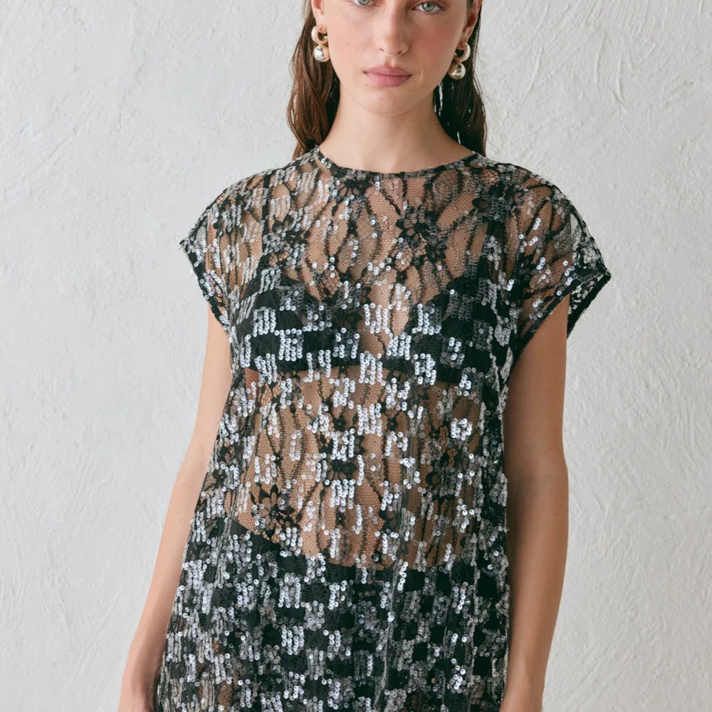DEVYN SEQUIN TOP BLACK - VRG GRL